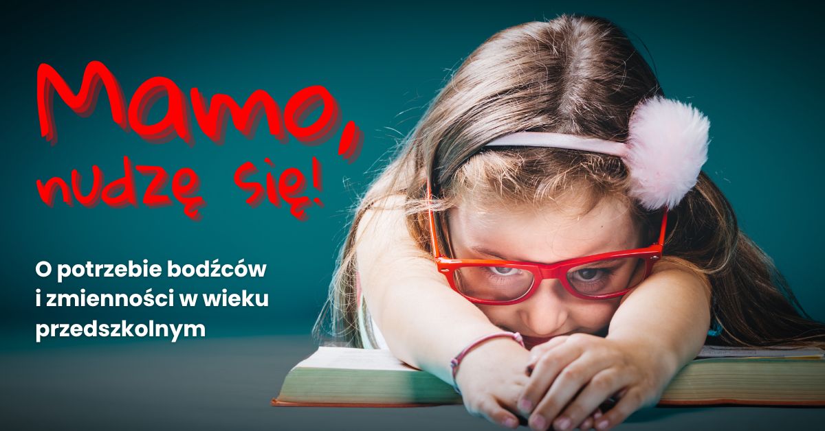 Dziewczynka leżąca na książce, tytuł artykułu z lewej strony