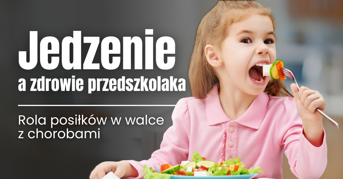 Z lewej tytuł artykułu, z prawej dziecko jedzące widelcem sałatkę.
