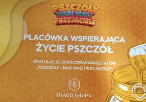 Dyplom placówki wspierającej pszczoły.